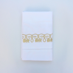 Hand embroidery pillowcase with hemstitch in gold